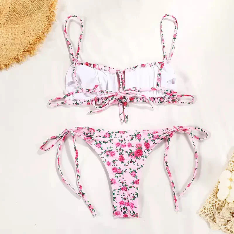 Bikini Neon Brasileño Box Estampado Rosa