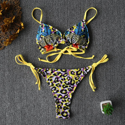 Bikini brasiliano leopardato giallo