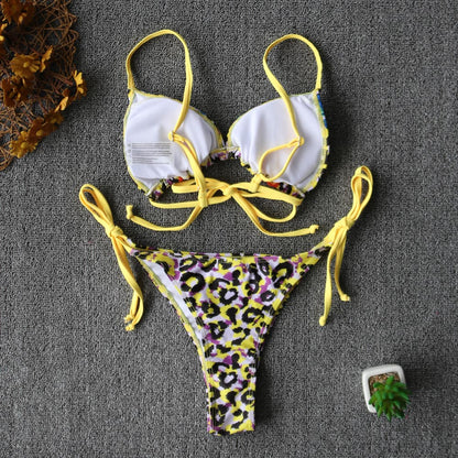 Bikini brasiliano leopardato giallo