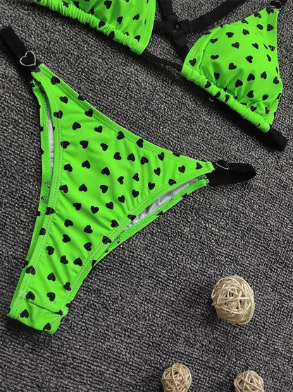 Bikini Corazones Verde
