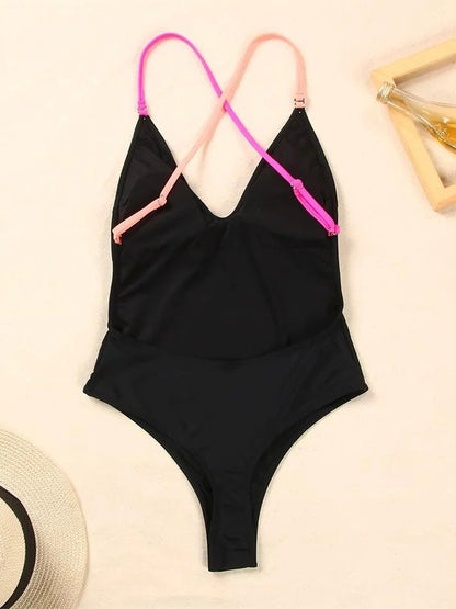 Costume da bagno da donna nero fluorescente