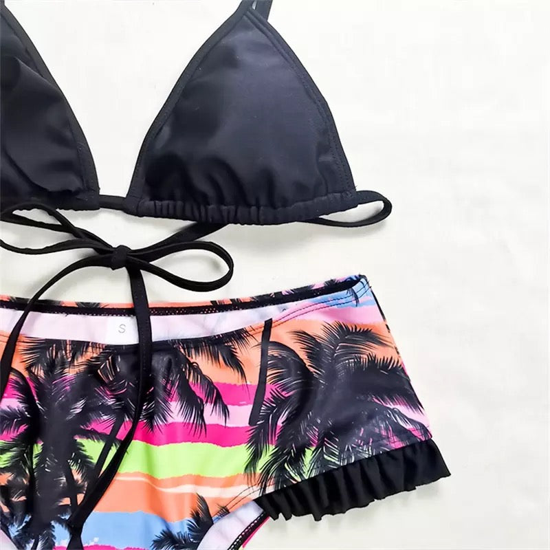 Bikini nero con palme