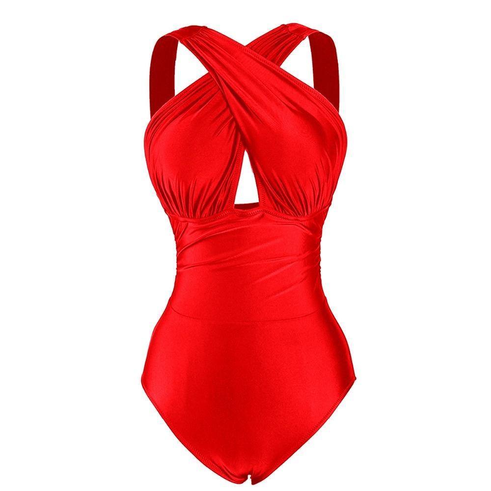 Costume da bagno da donna rosso Halter