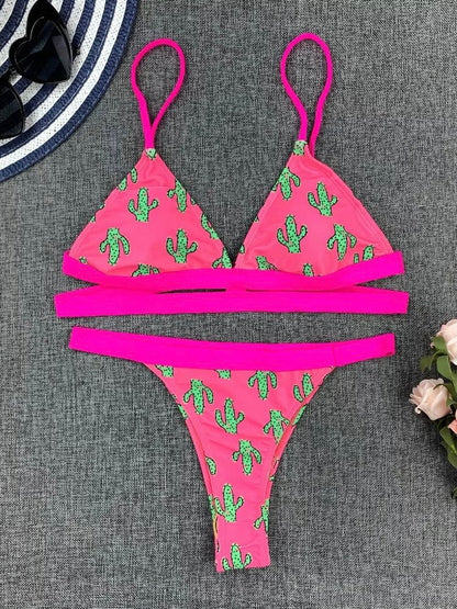 Bikini incrociato rosa cactus