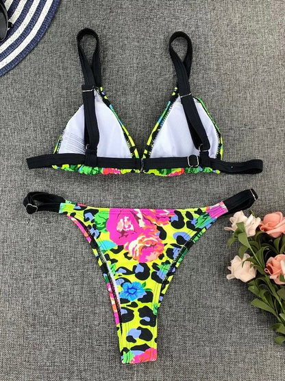 Bikini Leopardo Rosas