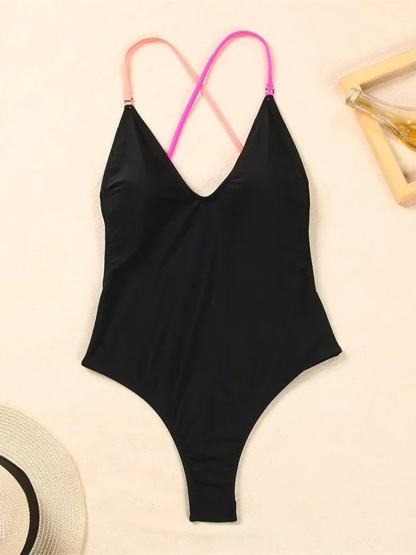 Costume da bagno da donna nero fluorescente