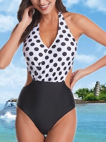 Costume da bagno trikini con stampa a pois