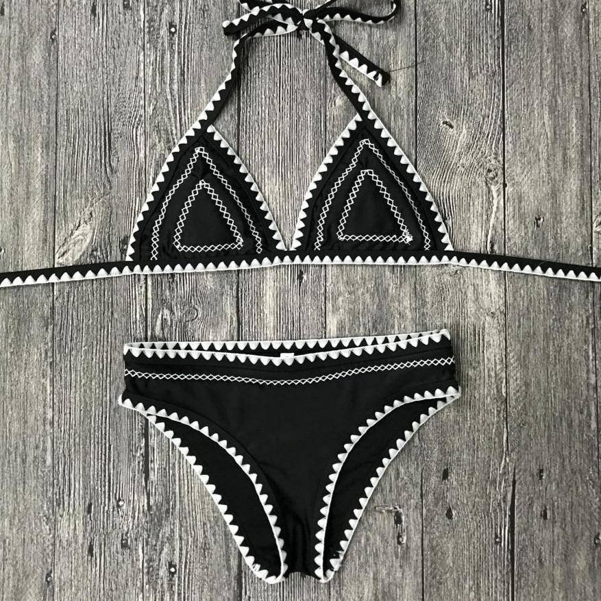 Bikini Triángulo Crochet Negro