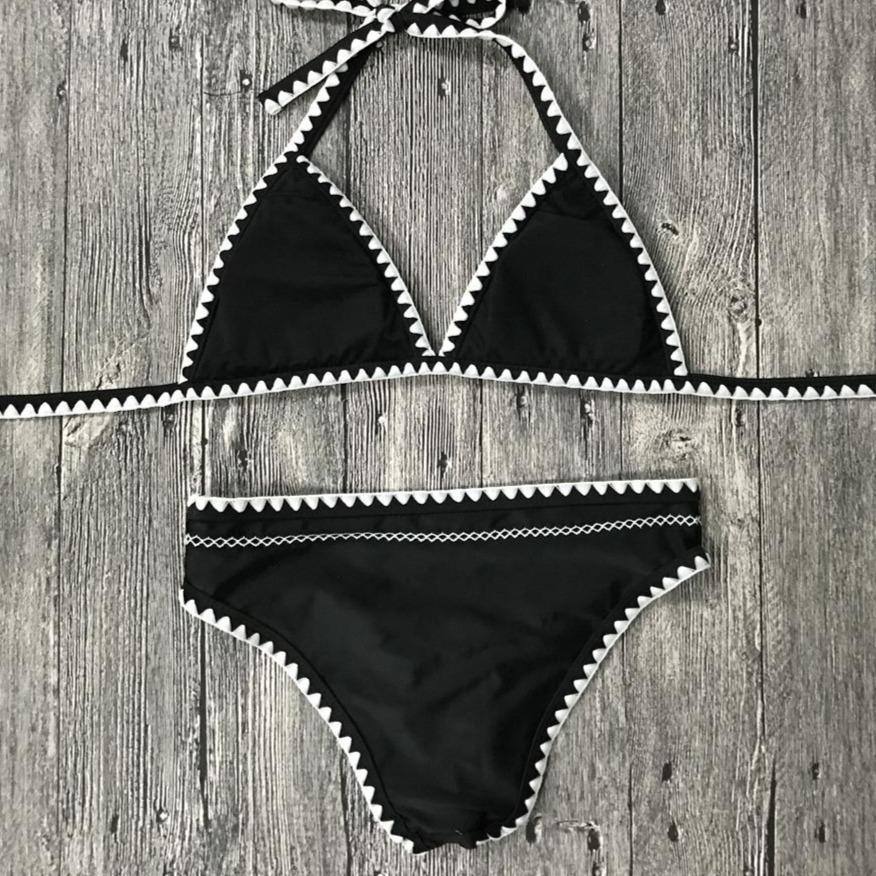 Bikini Triángulo Crochet Negro