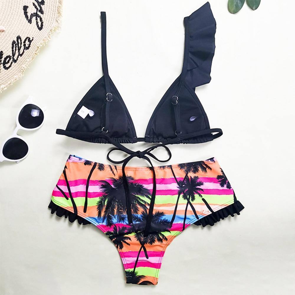 Bikini nero con palme